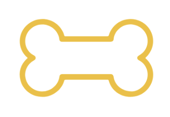 Amber line icon of a dog bone