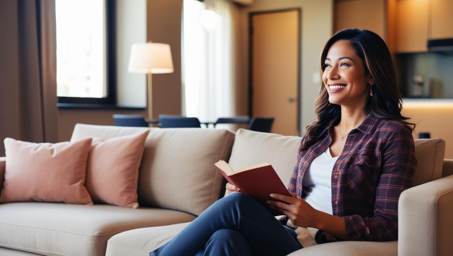 Apartment resident relaxing at home